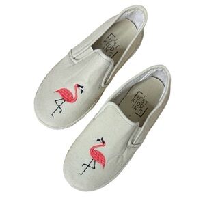 Just Kidding Flamingo Slip On Sneakers Toddler Girl Coastal Preppy Shoes 12